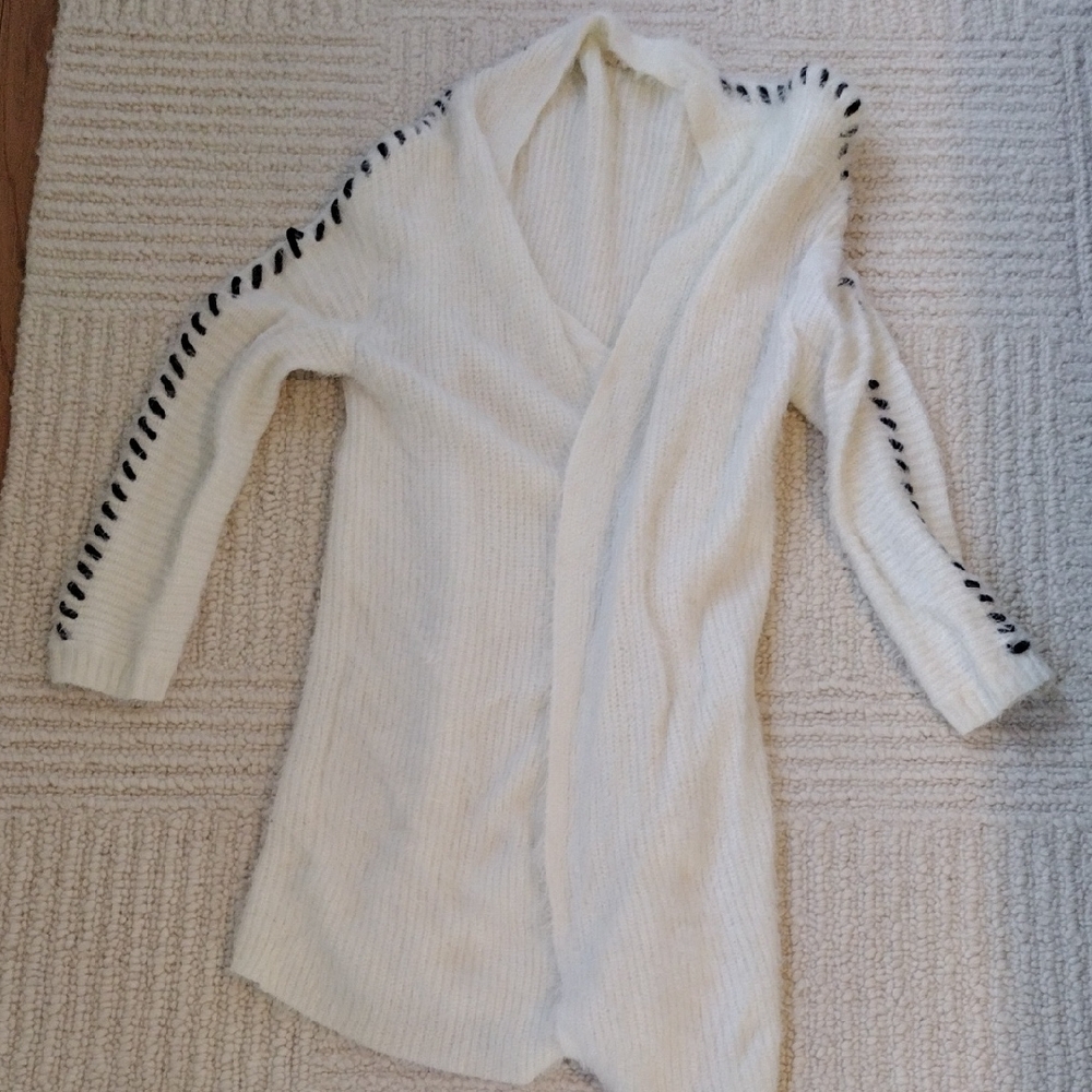 Mystree White Cardigan with Black Detailing